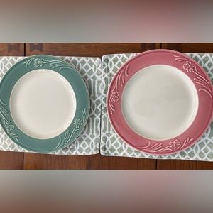 Lenox Poppies Rainbow Plates/Chargers Green & Mauve